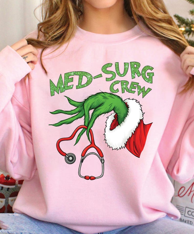 Med-surg Crew Nurse Stethoscope Christmas Xmas Nursing Sweatshirt