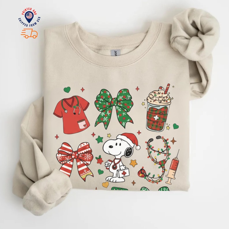 Cute Dog Snoop Nurse Christmas Sweatshirt For Nurse