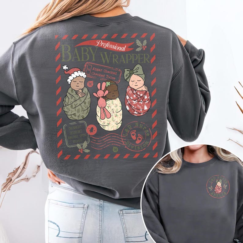 Personalized Labor and Delivery Nurse Christmas Sweatshirt, Santa's Delivery Service Sweatshirt, Baby Wrapper Gift