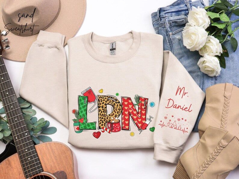 Personalized Licensed Practical Nurse Christmas Sweatshirt, Gift for LPN Graduation