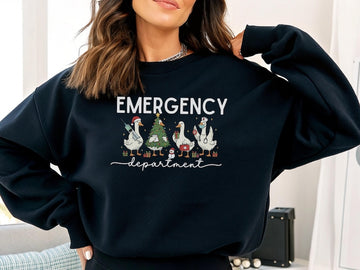 Funny Medical Staff Xmas Sweater, Festive Nurse Gift for Healthcare Workers, Christmas ER Nurse Sweatshirt