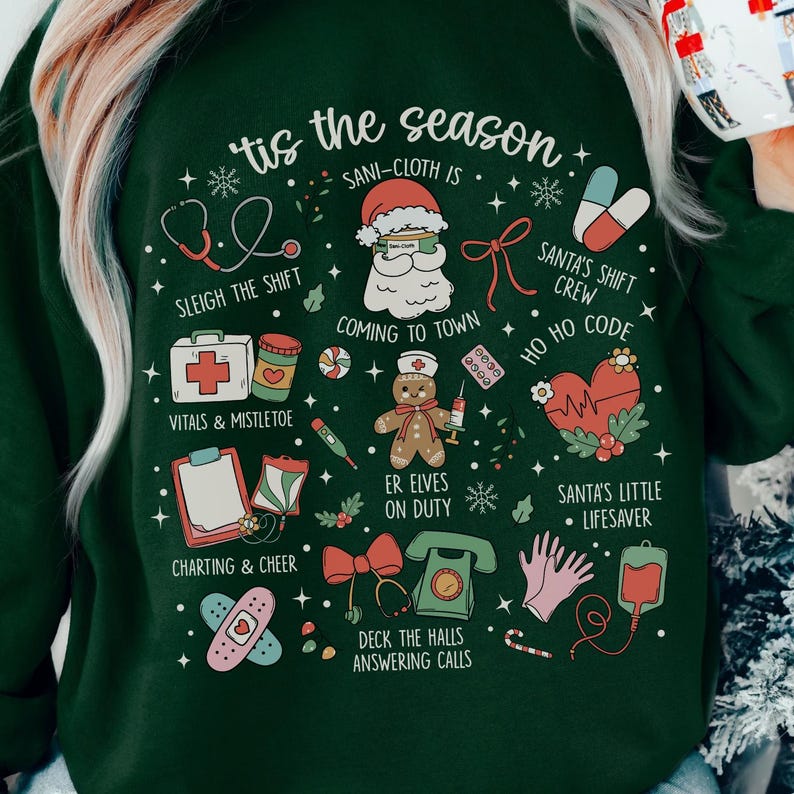 Tis The Season Nurse Christmas Sweatshirt, Funny Nurse Christmas Sweatshirt