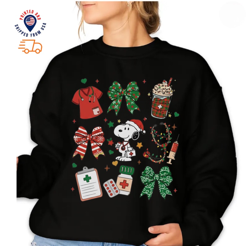 Cute Dog Snoop Nurse Christmas Sweatshirt For Nurse