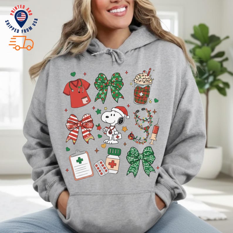 Cute Dog Snoop Nurse Christmas Sweatshirt For Nurse