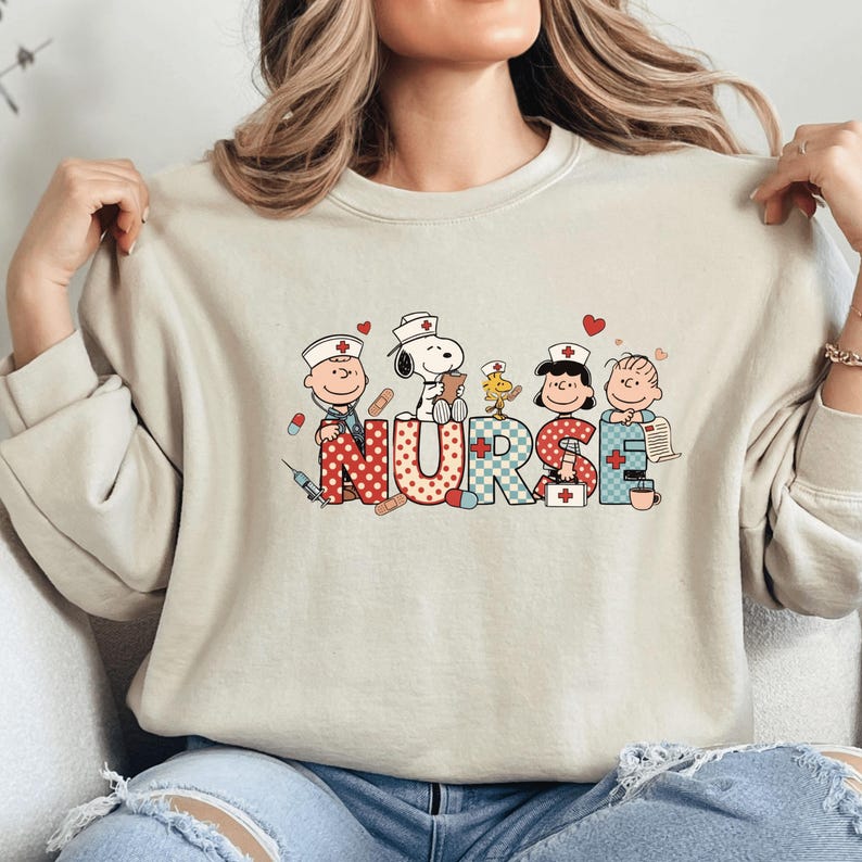 Snoopy & Friends Nurse Valentine Sweatshirt– Peanuts Nurse Love Sweatshirt for Healthcare Heroes