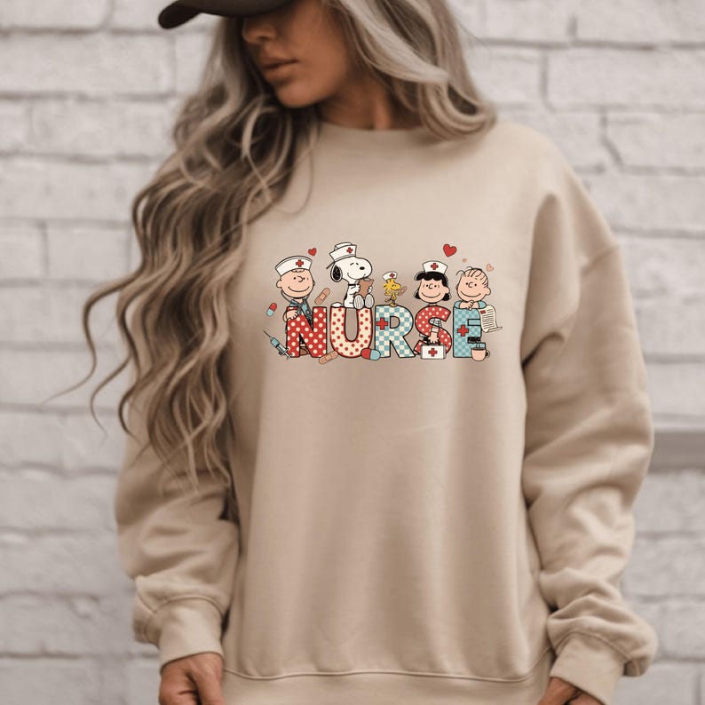Snoopy & Friends Nurse Valentine Sweatshirt– Peanuts Nurse Love Sweatshirt for Healthcare Heroes