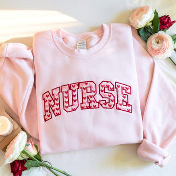 Embroidered Nurse Valentine Sweatshirt, Gift for Nurse