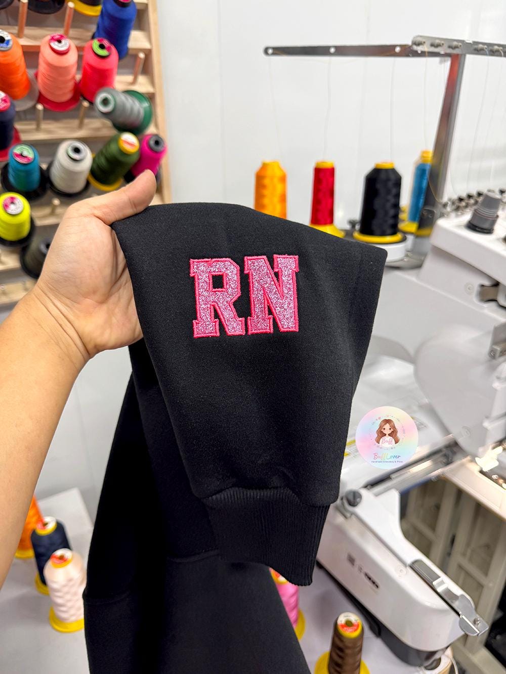 Custom Glitter Nurse Sweatshirt with Name and Sleeve Title