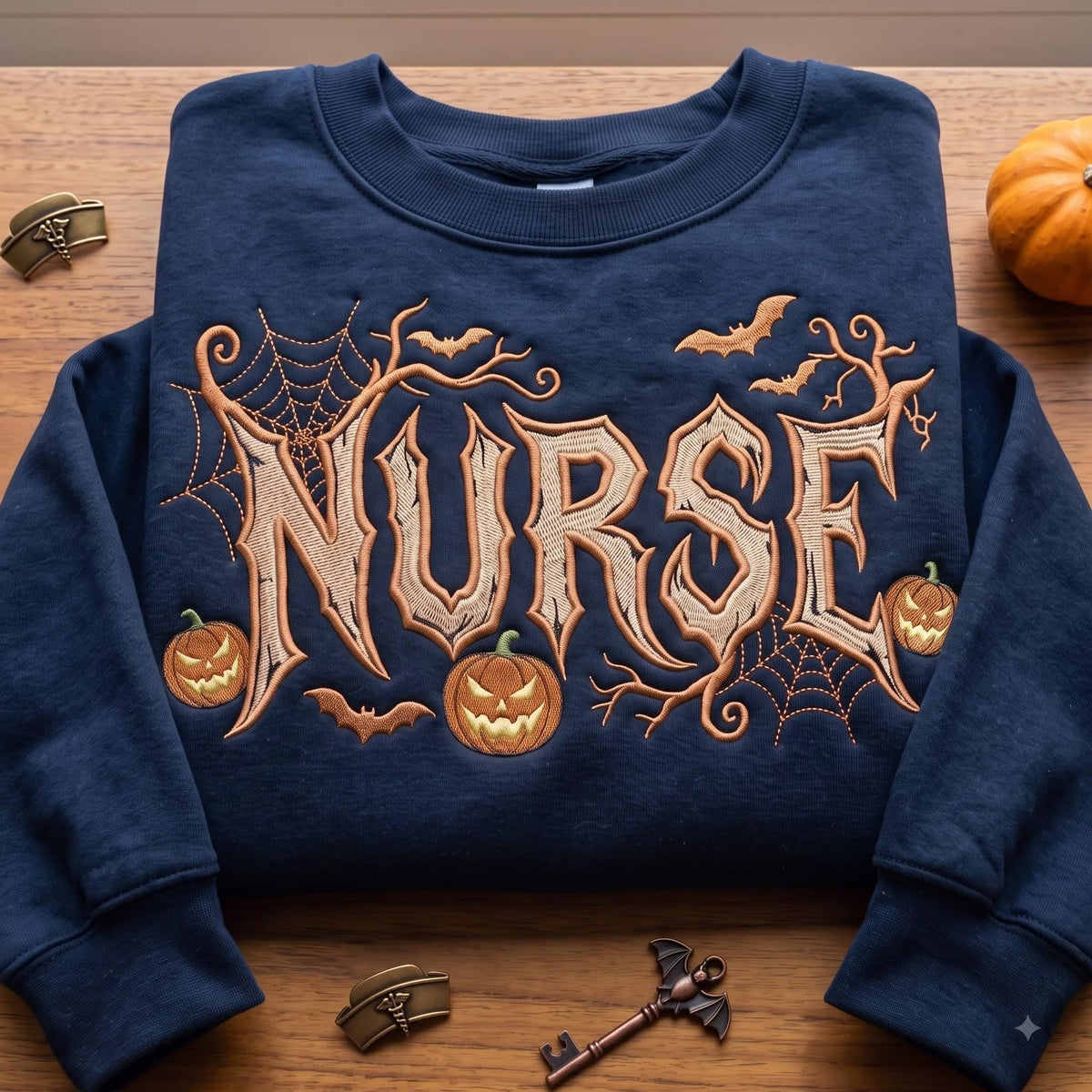 Embroidered Halloween Nurse Shirt, Spooky RN Heavy Metal Tee, Registered Nurse Halloween Gift, Boo Boo Crew Shirt