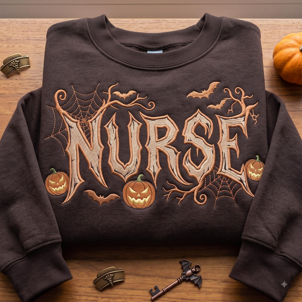 Embroidered Halloween Nurse Shirt, Spooky RN Heavy Metal Tee, Registered Nurse Halloween Gift, Boo Boo Crew Shirt