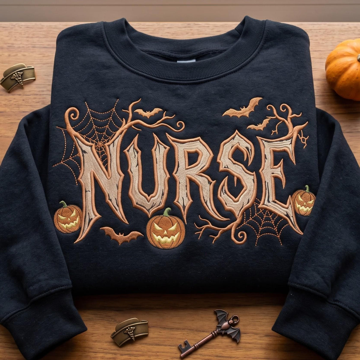 Embroidered Halloween Nurse Shirt, Spooky RN Heavy Metal Tee, Registered Nurse Halloween Gift, Boo Boo Crew Shirt