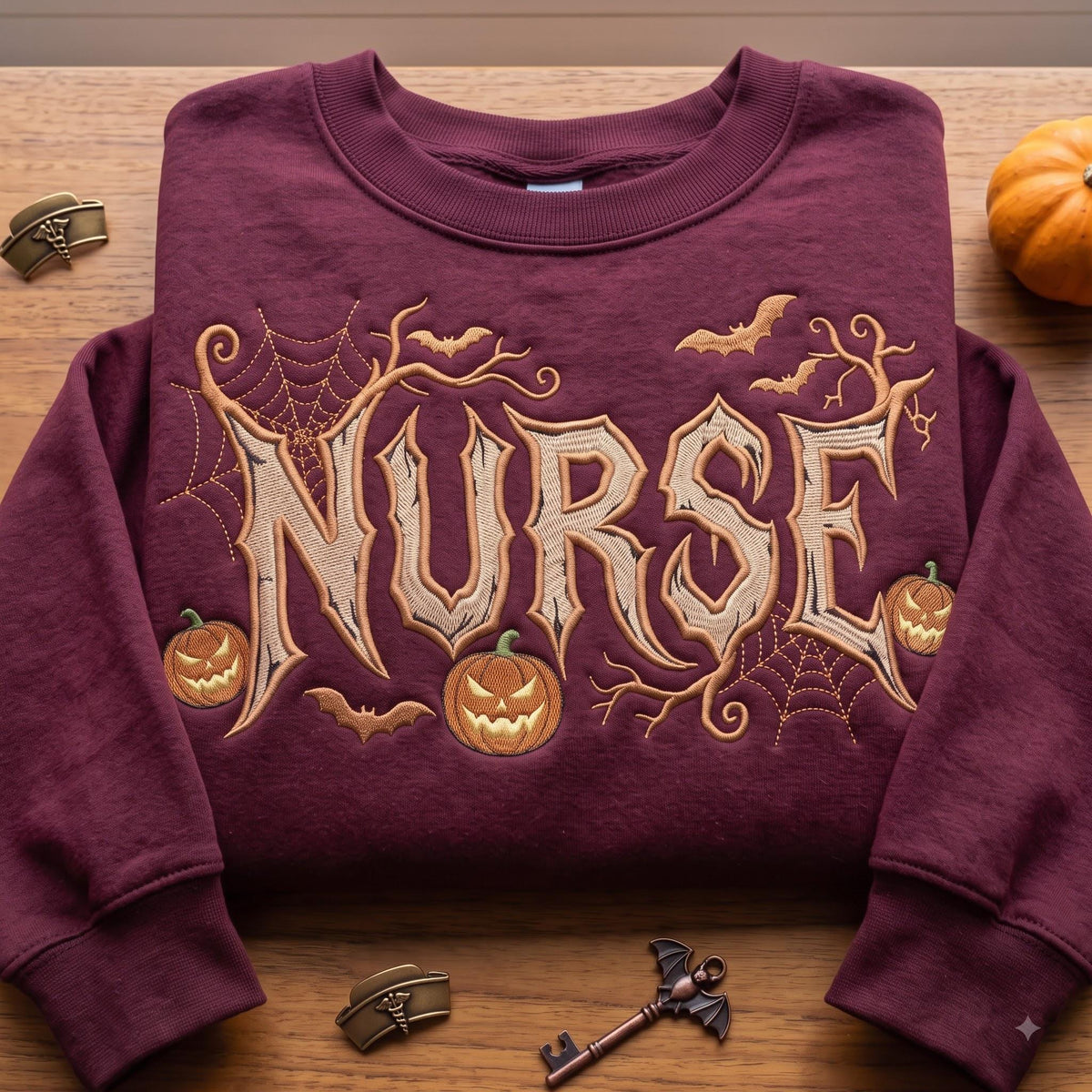 Embroidered Halloween Nurse Shirt, Spooky RN Heavy Metal Tee, Registered Nurse Halloween Gift, Boo Boo Crew Shirt