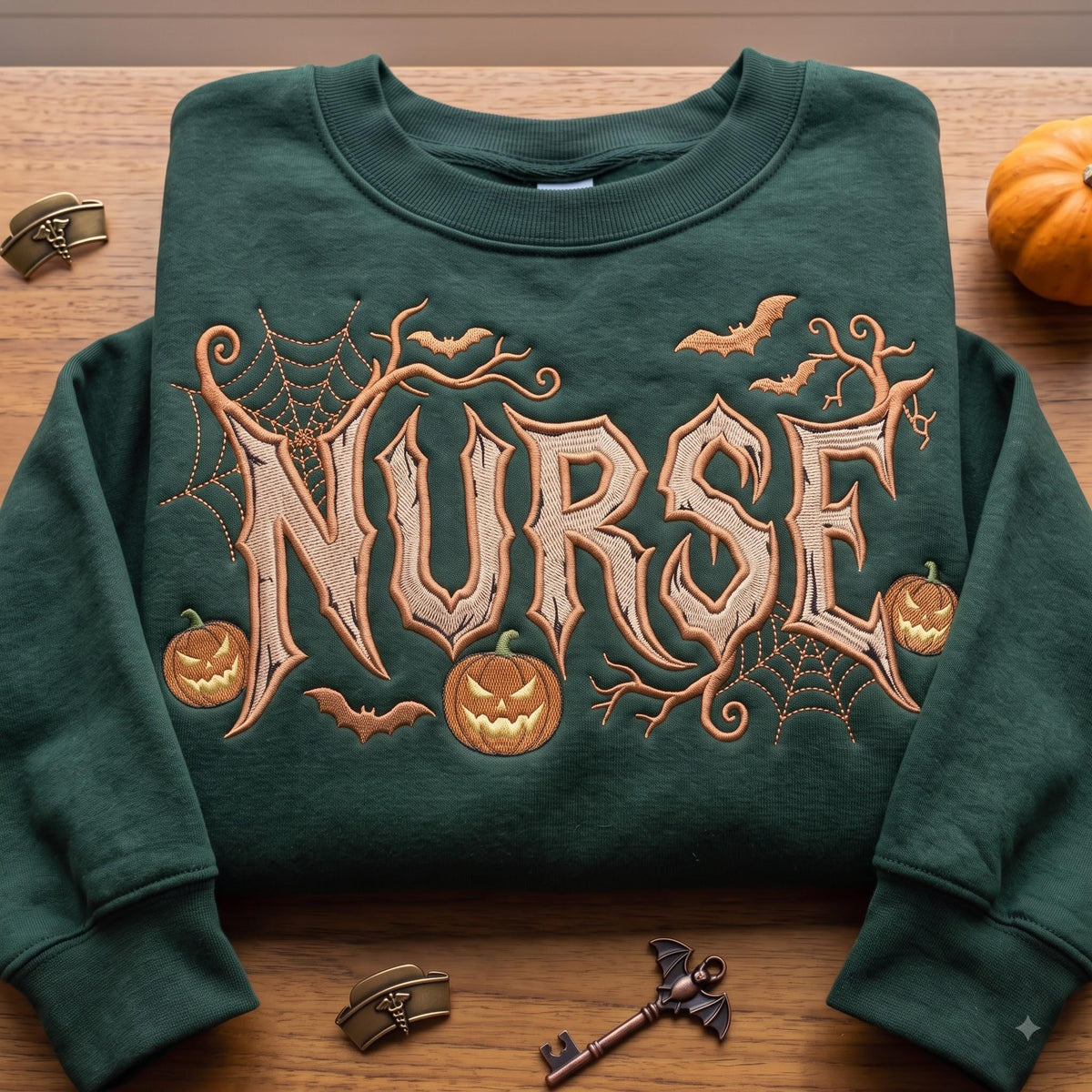 Embroidered Halloween Nurse Shirt, Spooky RN Heavy Metal Tee, Registered Nurse Halloween Gift, Boo Boo Crew Shirt