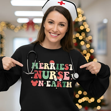 Merriest Nurse On Earth Cute Christmas Nurse Sweatshirt