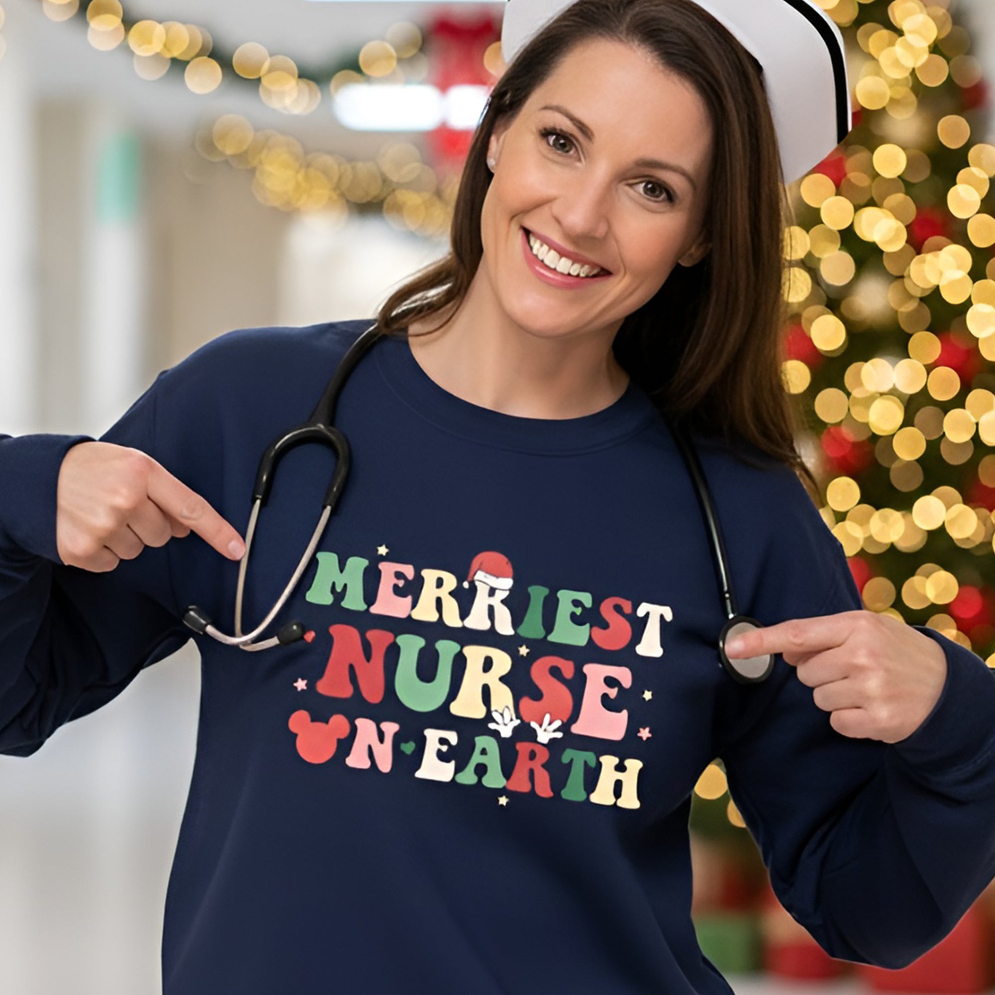 Merriest Nurse On Earth Cute Christmas Nurse Sweatshirt