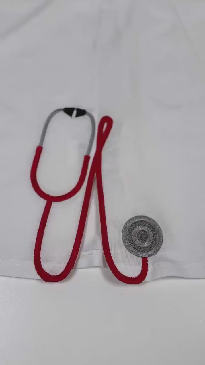 Therapist Medic Stethoscope Split Seam Side Bow Applique Machine Embroidery Sweatshirt Designs For Nurses and Doctors