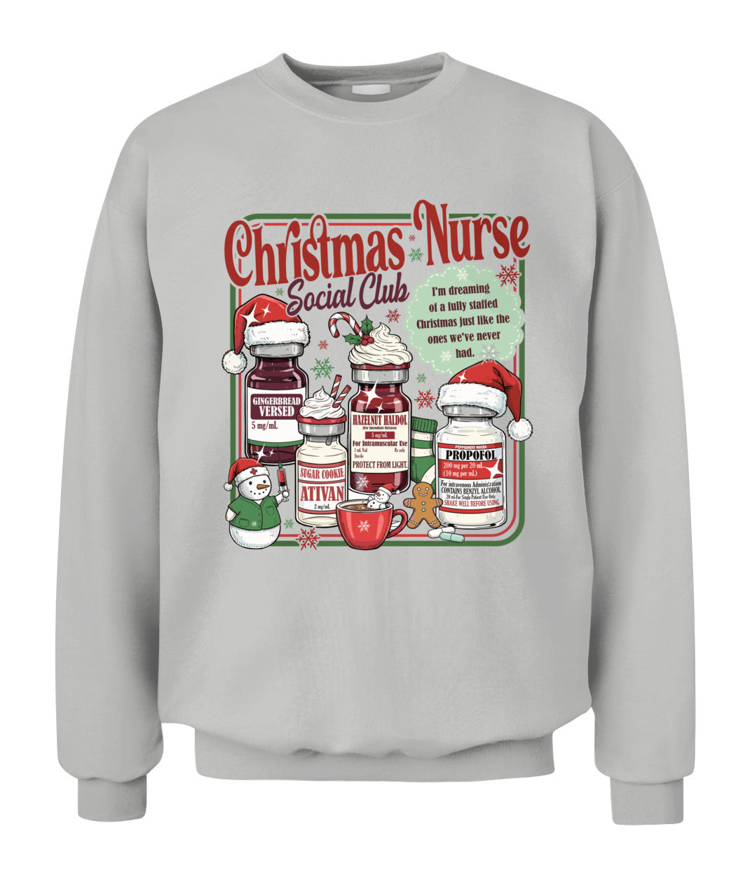 Christmas Nurse Social Club Sweatshirt, Nurse Silent Night Crewneck, Gingerbread Nurse Sweater