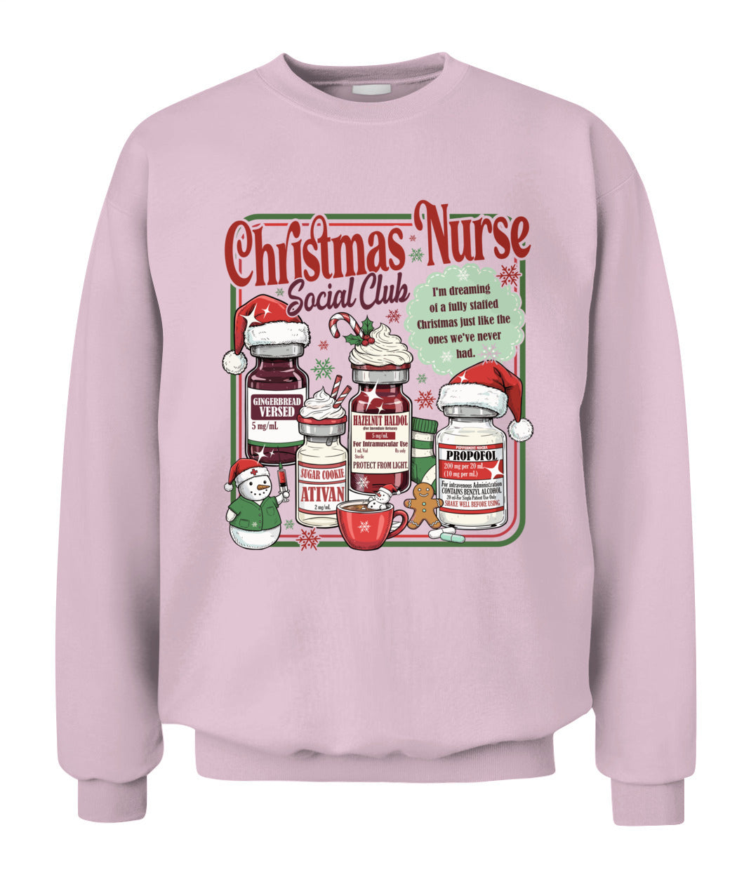 Christmas Nurse Social Club Sweatshirt, Nurse Silent Night Crewneck, Gingerbread Nurse Sweater